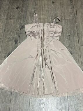 Tan Y2K retro mini dress